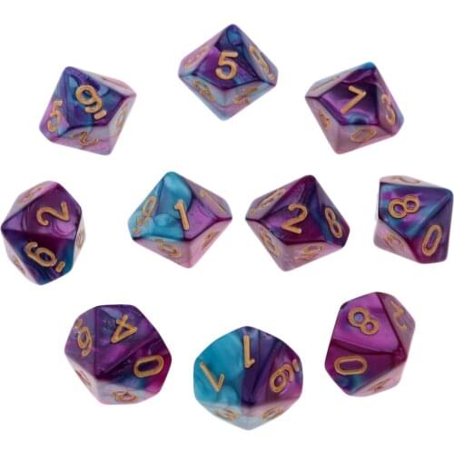 10pcs Ancient 10 Sided Dice D10 16mm Dices for Dungeons D&D RPG Board Games & Math Supply