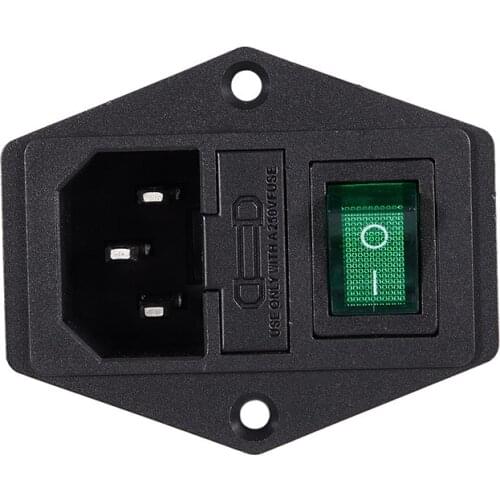 2 Pcs IEC320 C14 Inlet Green Lamp Switch Power Socket AC 250V