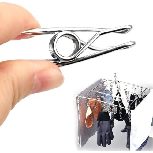 NICEYARD 20Pcs Sealing Clip Clothes Pegs Clothes Pins Stainless Steel Fixed Clip Clothing Clamps Photo Hanging Clips