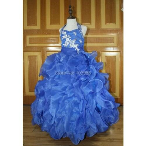 2018 flower girl roral blue Sequined OCCASION-PARTY-BRIDESMAID-WEDDING-FORMAL-WEAR!! Cute and Lovely ! all sizes from 2-14