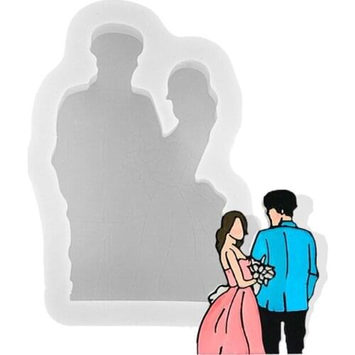 3D Valentines Day Couple Rose Wedding Photo Silicone Mold DIY Fondant Sugar Pudding Soap Candle Mould for Wedding Cake T84A