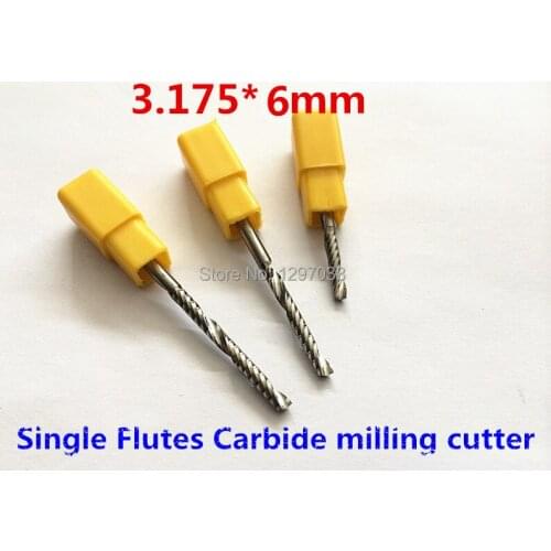5PCS Good quality Acrylic 3.175*6mm Single Flutes Carbide milling cutter, CNC Carving Tool ,CNC Router Bit Woodworking Tools