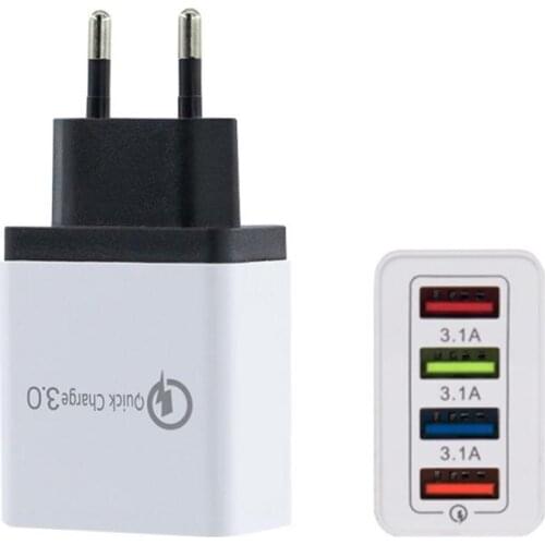 4Usb Charger Block 5V 3A EU Plug Fast Charging For Iphone Samsung Xiaomi Huawei Mobile Phone Wall Charger Adapter