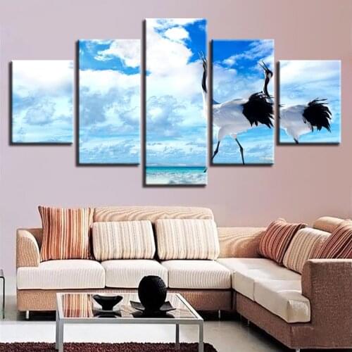 Decoration HD Printed Posters Frame Living Room 5 Panel Animal Cranes Modular Picture Wall Art Home Modern Painting On Canvas