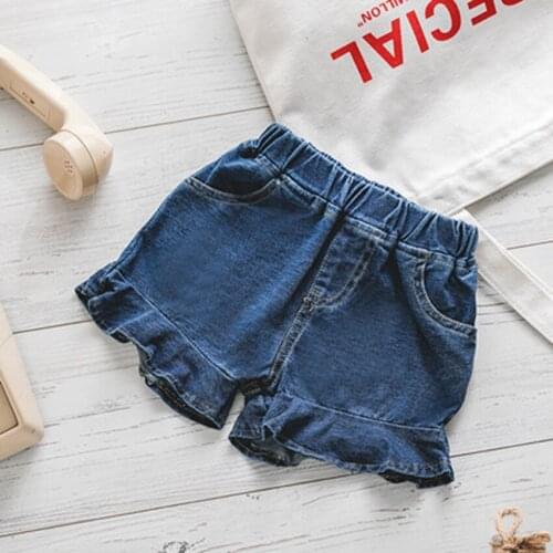 Girls Denim Shorts 2020 Summer New ruffled Casual all-match Hot Pants Western Style Childrens Pants