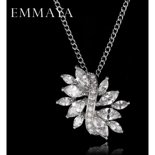 Emmaya Fashion Flower Marquise Cut CZ Pendant Jewelry Necklace Top Quality Korean Crystal Jewelry