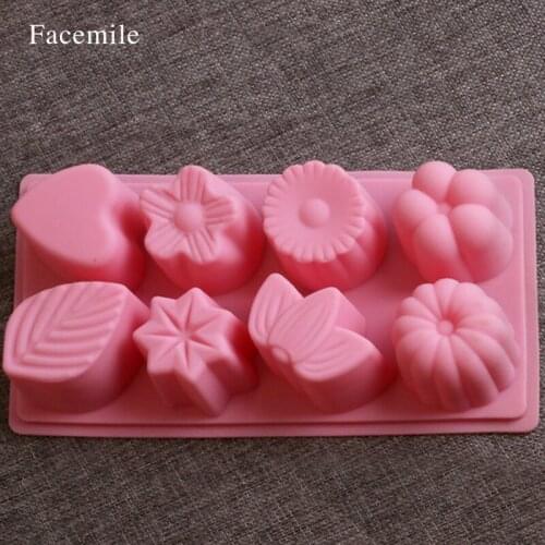 Facemile Flower Love heart Leaf Shape 3D Silicone cake Soap Ice cream Chocolate Mould DIY cupcake bakeware baking cake 51001