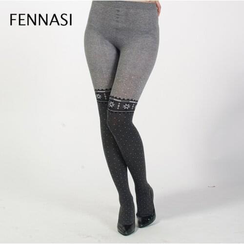 FENNASI 2P/LOT Woman Pantyhose Polka Dot Striped Ripple Thick Warm High Waist Slim Fit Tights