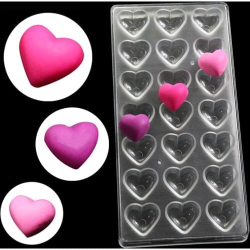 Hearts Chocolate Candy Molding Tray Pudding Mould Fondant Cake 21-Cavity Polycarbonate Handmade Baking Tools