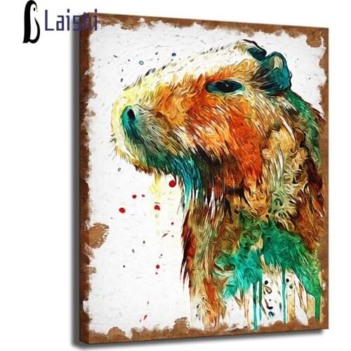 Graffiti Animal Canvas Colorful Capybara Wall Art Pictures for Home Decor full round square diamond Living Room Decoration