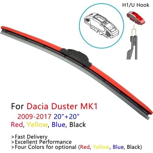 HESITE Colored Hybrid Wiper Blades For Dacia Duster MK1 Vehicle Accessories 2014 2018 2019 2020 2Pcs 20" Front Window Wipers Red