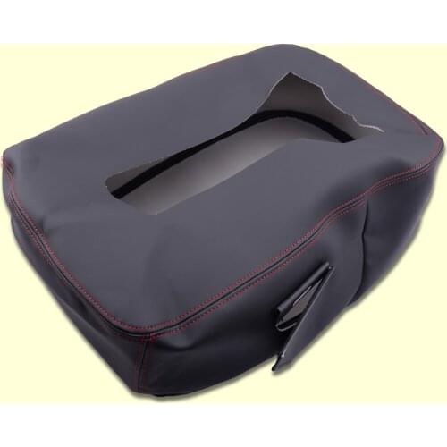 Red Thread Microfiber Leather Console Lid Seat Armrest Top Cover fit for Silverado Suburban Tahoe Sierra 2007 2008 2009-2013