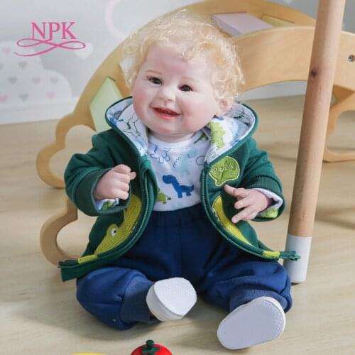 NPK 55CM newborn boy doll bebe doll reborn baby blond hair handmade high quality detailed hand painting rooted hair