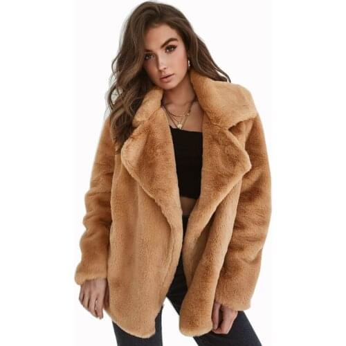 2021 Winter Warm Women Coat Fashion Turn-down Solid Color Long-sleeved Ladies Jacket Vintage Casual Loose Street Female Outwear