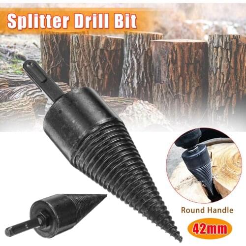 32mm/42mm/45mm 1PCS Wood Cone Reamer High Speed Steel Firewood Splitting Drill Bit Hard Wood Cone Splitter Bit Drilling Tools