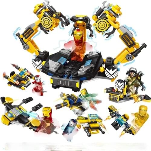 Marvel Avengers 4 Scenes Iron Man Demolition Station Base Building Blocks Super Heroes Figure 6 In 1 Toys Birthday Gift Hobby
