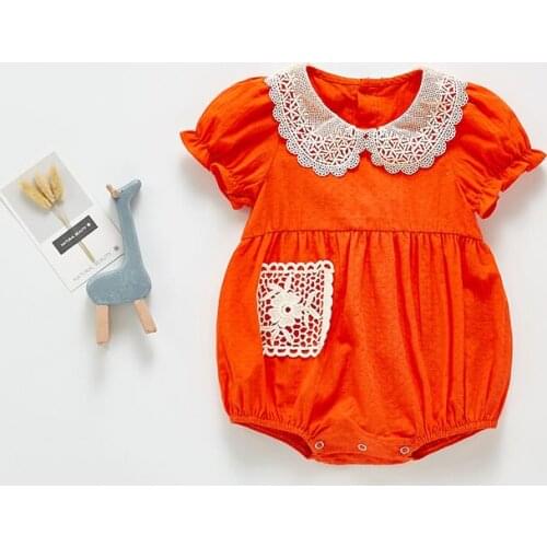 Baby Girl Fashion Clothes 2021 Summer Cotton Casual Newborn Lace Collar Party Jumpsuits Wedding Playsuit For Newborn Rompers