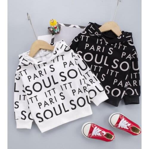 Fashion Spring Autumn Letters Print Sweater Toddler Boys Girls Sweatshirt Casual Hoodies Baby Long Sleeve Hooded Children Cloth