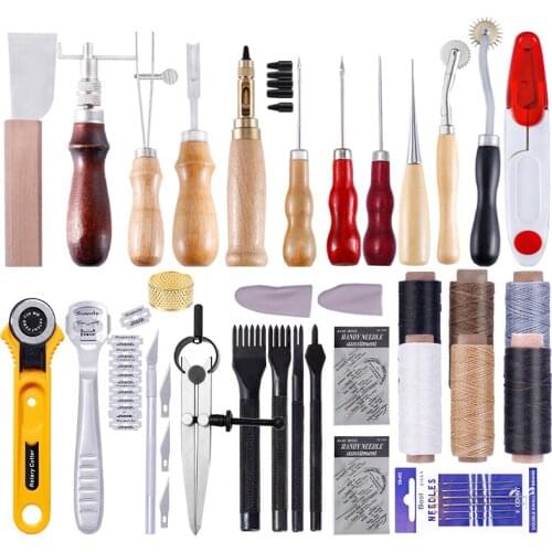 LMDZ Leathercraft Tool Sets With Sewing Needles Punch Carving Tool Cutting Craft And Other Leather Working Tools and Accessories
