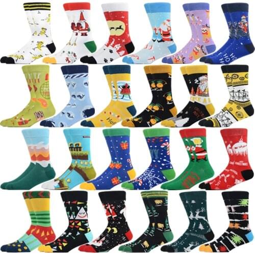 Mens Cotton Pattern Dress Funky Fun Colorful Socks Elegant Large Size Novelty Painting Christmas Sock Unisex Harajuku Socks