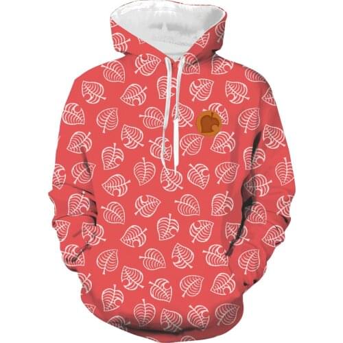 New Game Animal Crossing Cosplay Costume Hoodie Sweatshirt Men Women Red Leaf Hoodie Pullover Unisex Costume 3D Hooded Tops