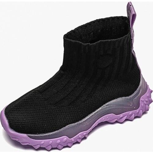 2021 Autumn New Childrens Shoes Wool Knitted Socks Shoes Boys and Girls Running with LED Fashion Hot All-match Sneakers 21-30
