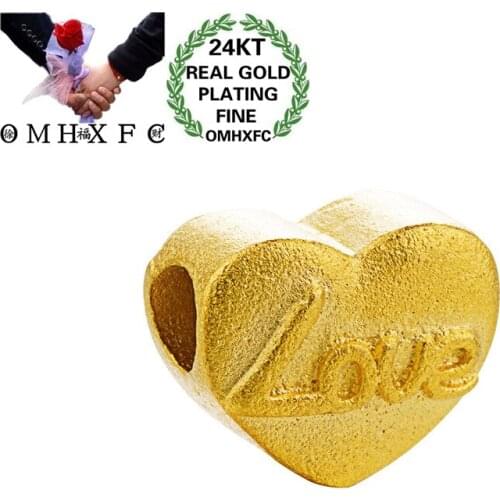 OMHXFC Wholesale European Fashion Hot Fine Woman Man Party Birthday Wedding Gift Love Heart DIY 24KT Gold Pendant Charm PN290