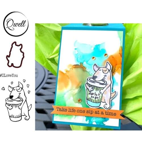 QWELL Stamps With Coordinating Dies Loyal Dog Barrel Words ILoveYou DIY Decoration Craft Cards Making Template 2020 Hot Sale