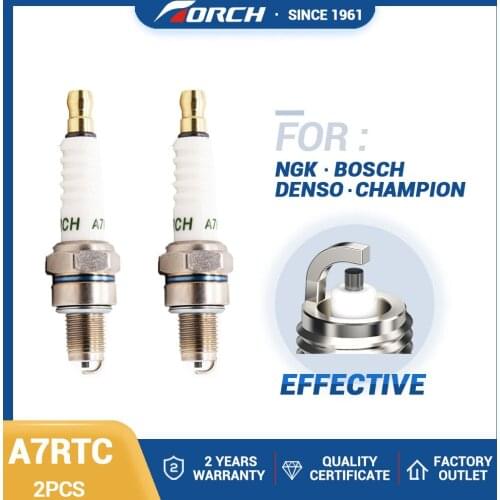 2PCS Motorcycle Spark Plug TORCH A7RTC for CR7HIX CR7HSA C7HSA A7TC GY6 50cc-150cc Scooter ATV Quads Go Ka