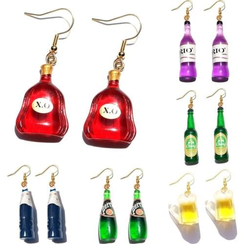 Earring For Women Resin Drop Custom Made Handmade Cute Girls Gift Eardrop Wine Eardrop Beer Drink