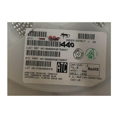 800B0R3BT500XT Chip high frequency capacitor ATC 3225 1210 0.3PF 500V