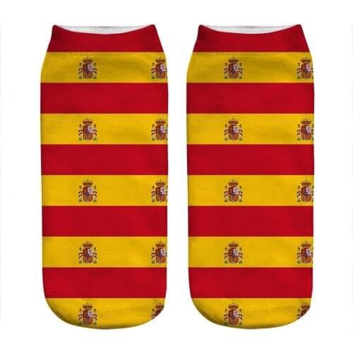 Womens socks kawaii red and orange Spain Flag Printed Socks Woman harajuku Happy Funny Novelty cute girl gift Socks for women