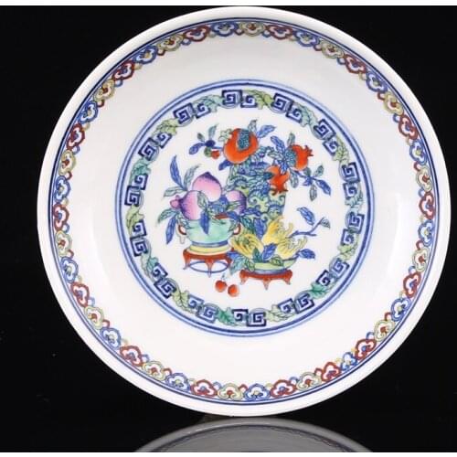 ZHU SHAN Antique QingDynasty Handmade porcelain plate,pomegranate,Hand-painted crafts,best collection& adornment