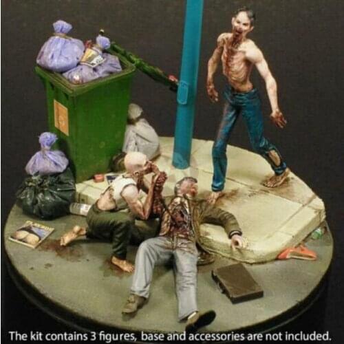 1/35 Scale Unpainted Resin Figure Night of the Zombies eating man 3 figures ( base not included ) collection figure
