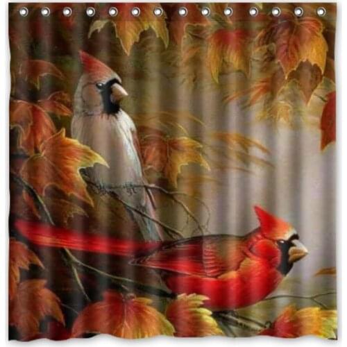 180X180CM free shipping Northern Cardinal Bird Background shower curtain polyester bath curtain creative curtains