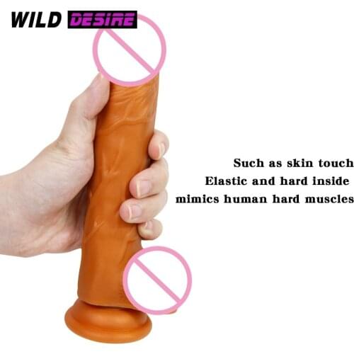 2020 Golden Double Layer Silicone Realistic Artificial Dildo Replica Penis Masturbation Device Adult Sex Toys Dildos For Men