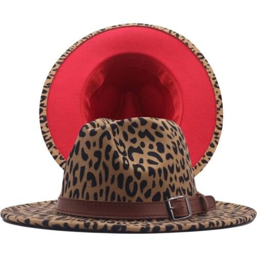 2021 Fashion Women Men Winter Fedoras Cap Velvet Hat Leopard Pattern PU Buckle Warm Relaxed Breathable Soft Windproof Headwear