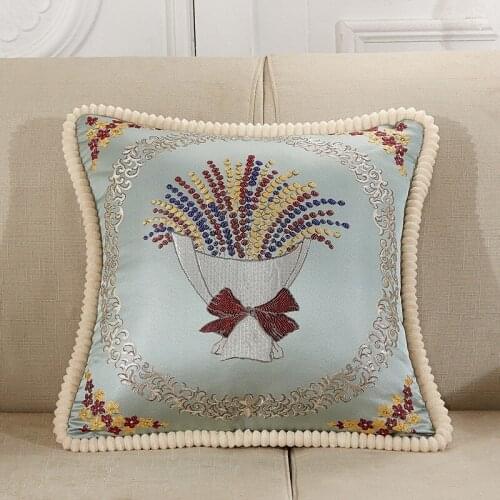 48x48cm Square Embroidered Cushion Covers Flower Pattern Sofa Pillow Covers Decoration Cushion Case Office Throw Pillowcases