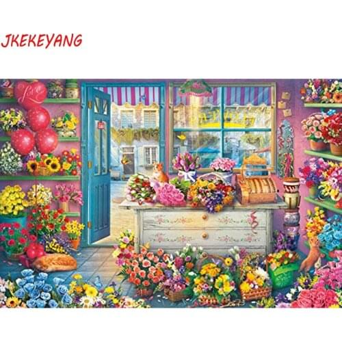 5D DIY square round Diamond Painting flower shop Cross Stitch Diamond Embroidery Pattern Rhinestone Home Decor J0398