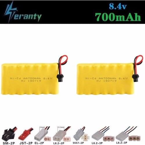 700mah 8.4v Rechargeable Battery For Rc toys Cars Rc Boat Tanks Trains Robots Guns NiCD Battery AA 8.4v 700mah Battery Pack 2pcs