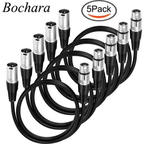 Bochara 3Pin XLR Cable Male to Female M/F Shielded OFC Audio Cable For Microphone Mixer Stage Light Amplifier 1m 1.8m 3m 5m 10m