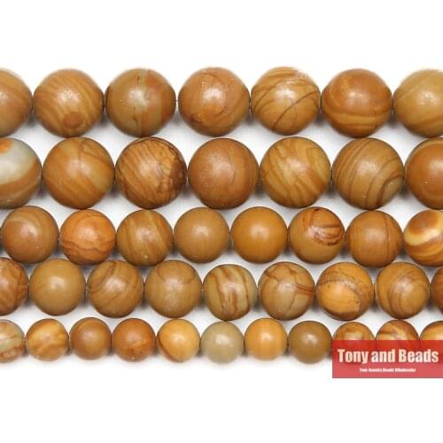 Wood line Texture Stone Round Gem Beads 15" Strand 4 6 8 10 12MM Pick Size For Jewelry Making No.AB15