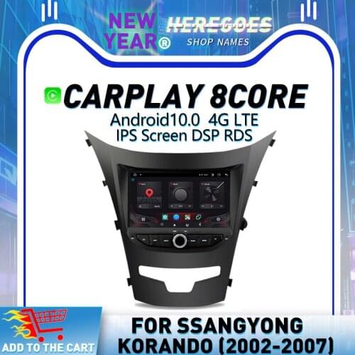 Carplay 7" 4G LTE Android 10.0 For SsangYong Korando 2014 2015 6GB + 128GB Car DVD Player autoradio tuner GPS Glonass RDS Radio