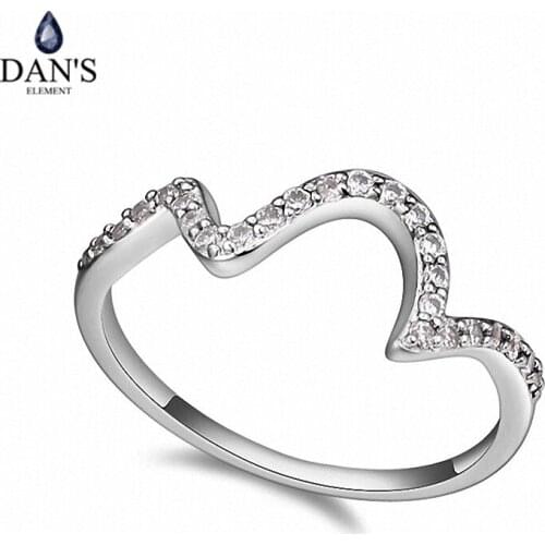 DANS Real Austrian Crystals Brand AAA Zirconia Micro Inlays Fashion Ring for women New Geometric 112632white