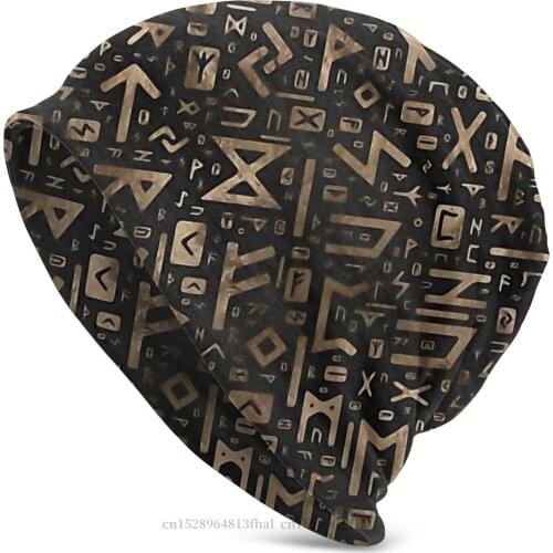 Elder Runes Futhark Pattern Bonnet Homme Outdoor Knitting Hat Vikings Skullies Beanies Caps For Men Women Novelty Fabric Hats