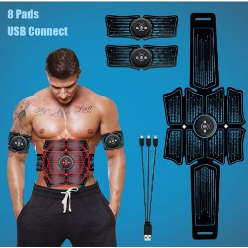 EMS Muscle Stimulator Abs Electric Abdominal Stimulator Trainer Smart Fitness Abdomen Muscle Toner Exerciser Strengthens Machine