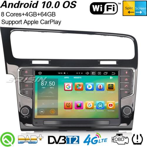 Erisin 8111 9" 8-Core Android 10.0 Car Stereo Carplay DSP DAB+ GPS WiFi Bluetooth TPMS OBD2 DVR Canbus 4G Navi For VW GOLF VII/7