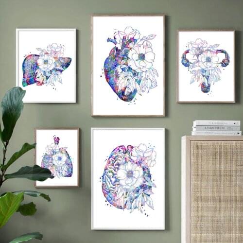 Human Anatomy Canvas Painting Nordic Vintage Artwork Medical Skeleton Wall Art Posters and Prints Decor Picture for Living Room