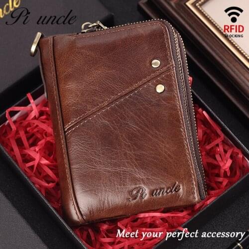 Small Wallet Men Leather Mens Short Wallet Leather Double Zipper Multi-card Position Clutch Card Holder for Men