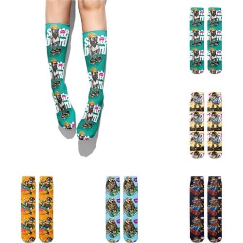 Fashion Street Punk Socks For Women Skull Skateboard Casual Compression Socks High Ankle Harajuku Trend Autumn Socks For Women